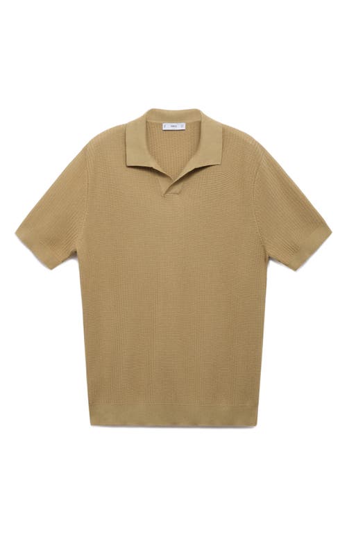 Mango Rib Johnny Collar Polo In Brown