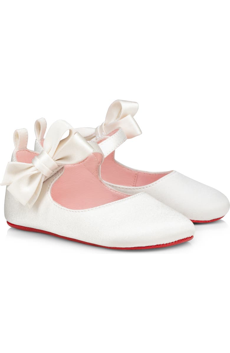 Christian Louboutin Lou Babe Silk Crepe Satin Crib Shoe, Main, color,