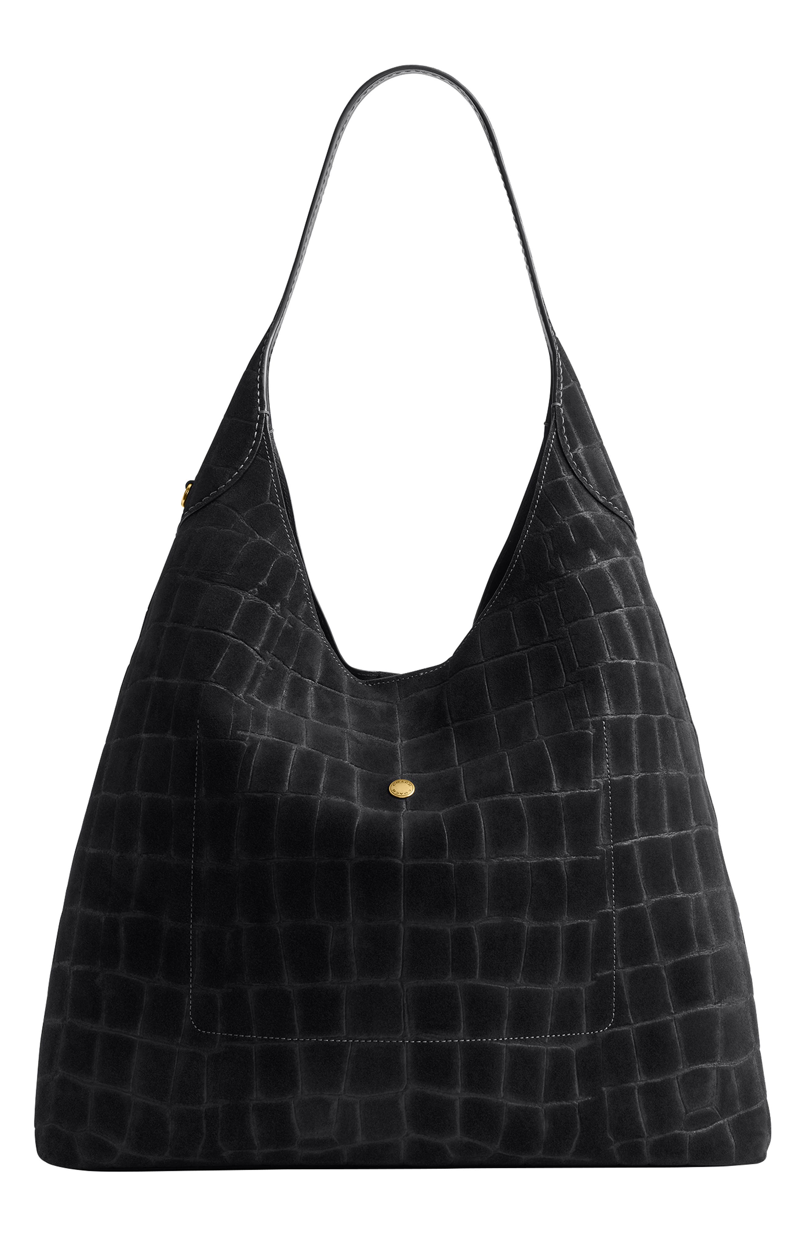 COACH Brooklyn 39 Croc Embossed Suede Shoulder Bag, Alternate, color, 