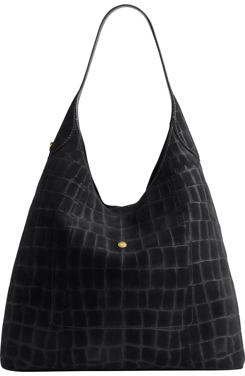 COACH Brooklyn 39 Croc Embossed Suede Shoulder Bag, Alternate, color,