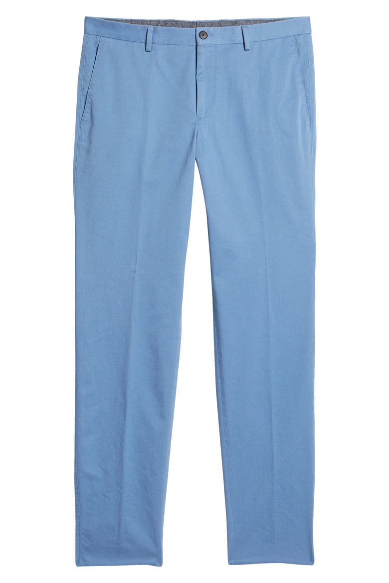 Stanino Flat Front Stretch Cotton Dress Pants, Alternate, color, OPEN BLUE