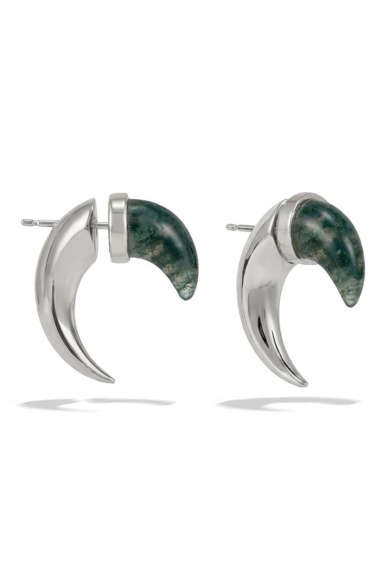 x Jhené Aiko Stone Saber-Tooth Front/Back Earrings, Main, color, STERLING SILVER