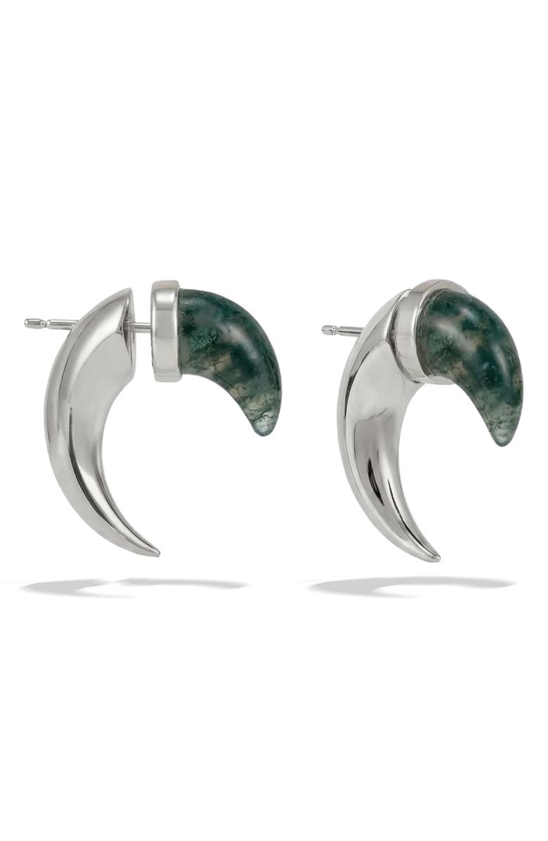 Awe Inspired x Jhené Aiko Stone Saber-Tooth Front/Back Earrings, Main, color, Sterling Silver