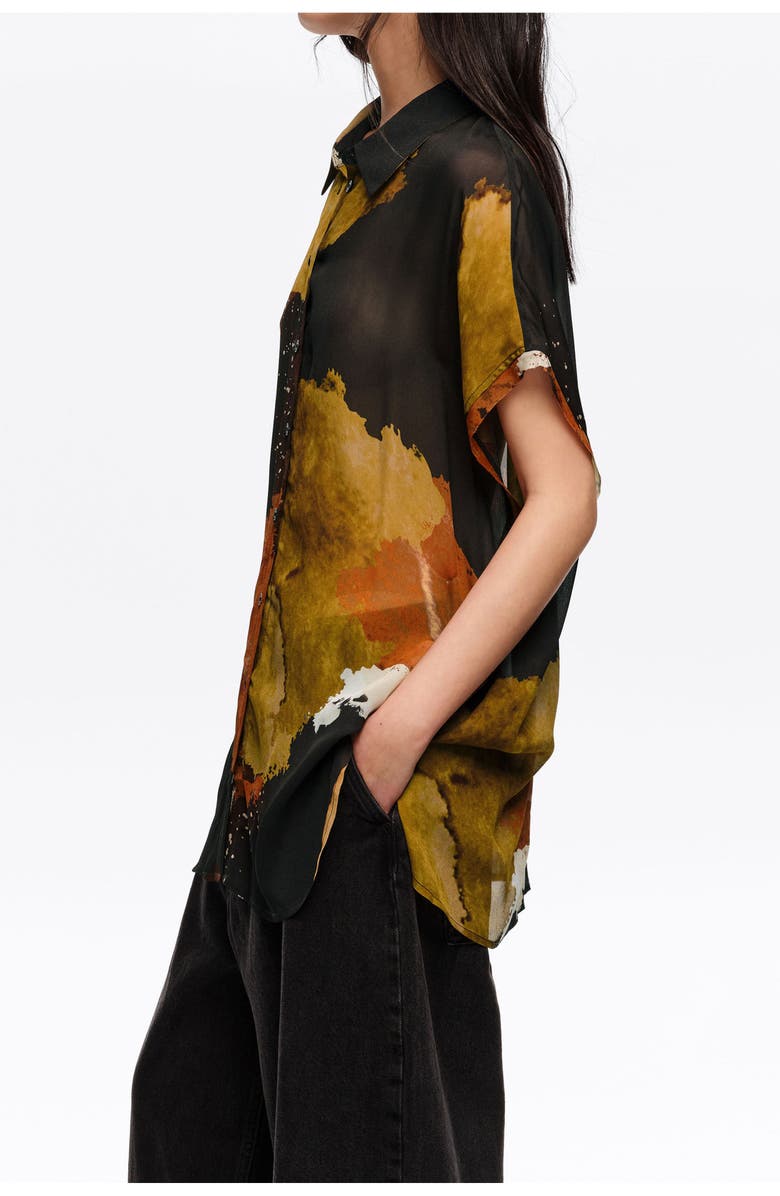 Bimba y Lola Blot Shirt With Flowing Sleeves, Alternate, color, Blot Xl Black