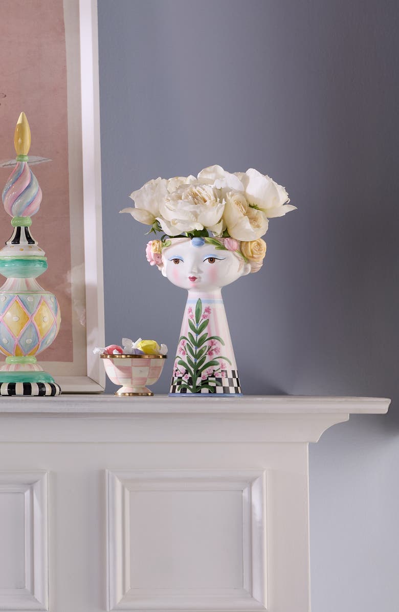 MACKENZIE CHILDS Rosy Meadow Short Lady Vase, Alternate, color, Rosy