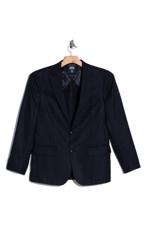 Navy Crosshatch Notch Lapel Sport Coat (Short, Regular & Long)