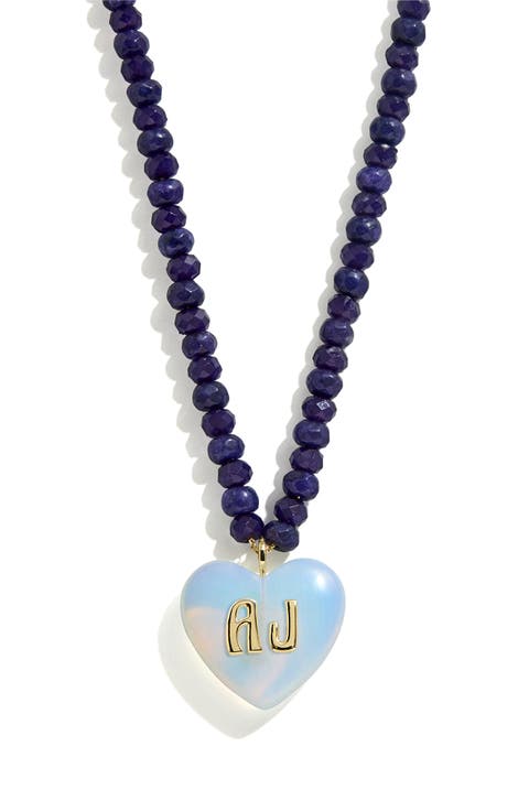 Semiprecious Heart Initial Pendant Necklace