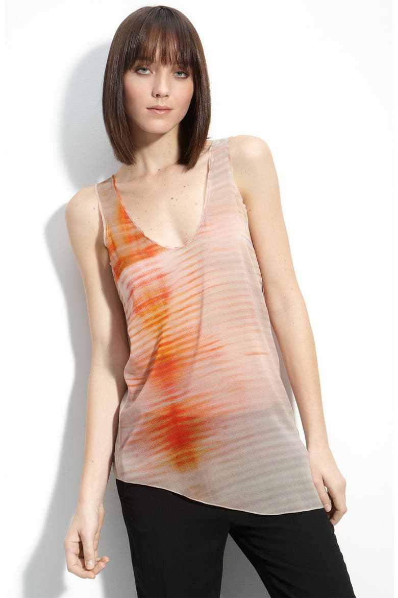 'Glare' Printed Chiffon Tank, Main, color, ORANGE