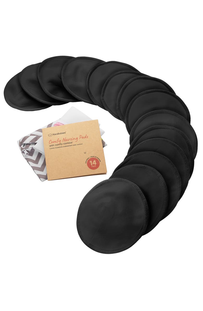 KeaBabies 14-Pack Comfy Nursing Pads, Main, color, Midnight Black