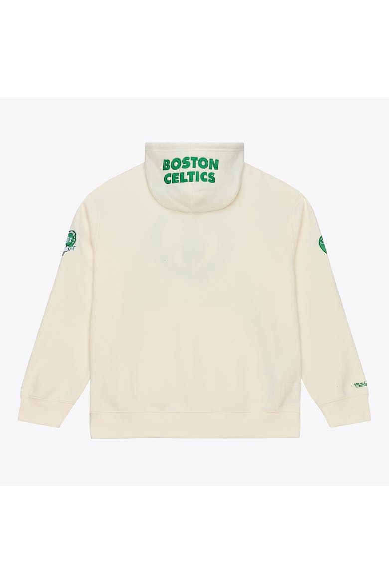 Men's Mitchell & Ness Cream Boston Celtics Hardwood Classics Chainstitch Premium Fleece Hoodie, Alternate, color, Cream