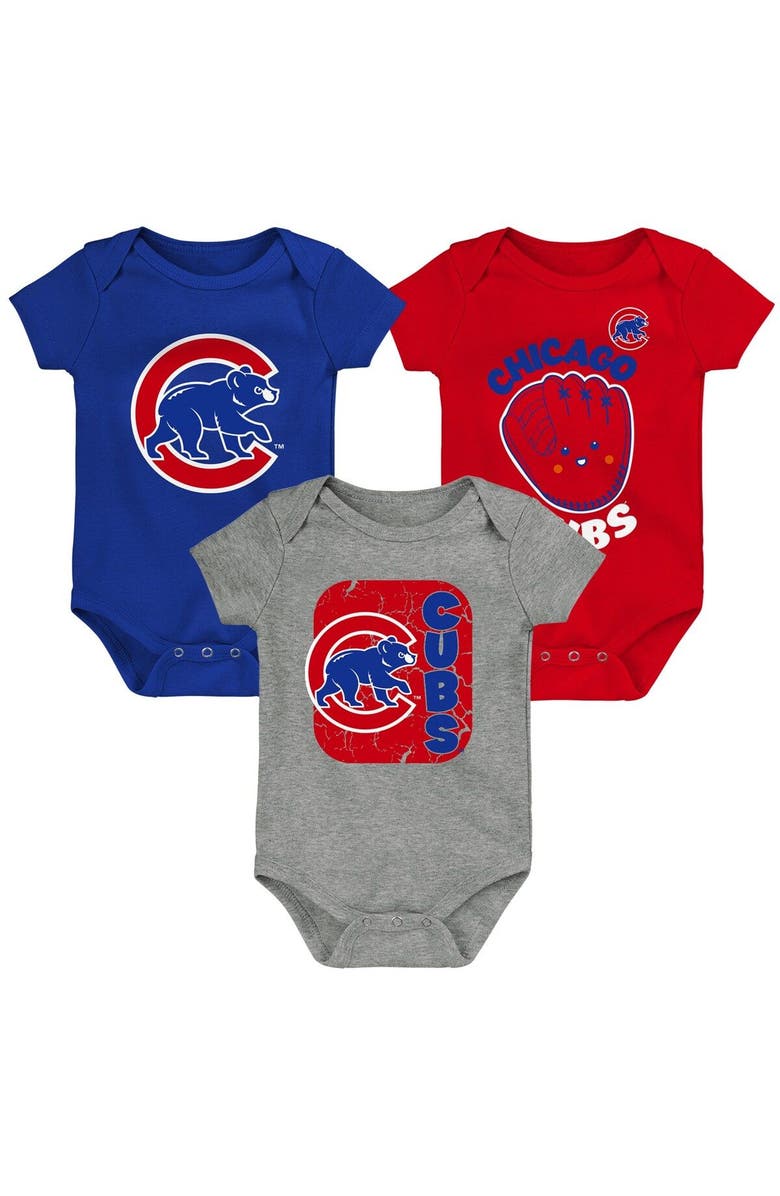 Outerstuff Newborn & Infant Royal/Red/Gray Chicago Cubs Change Up 3-Pack Bodysuit Set, Main, color, Royal