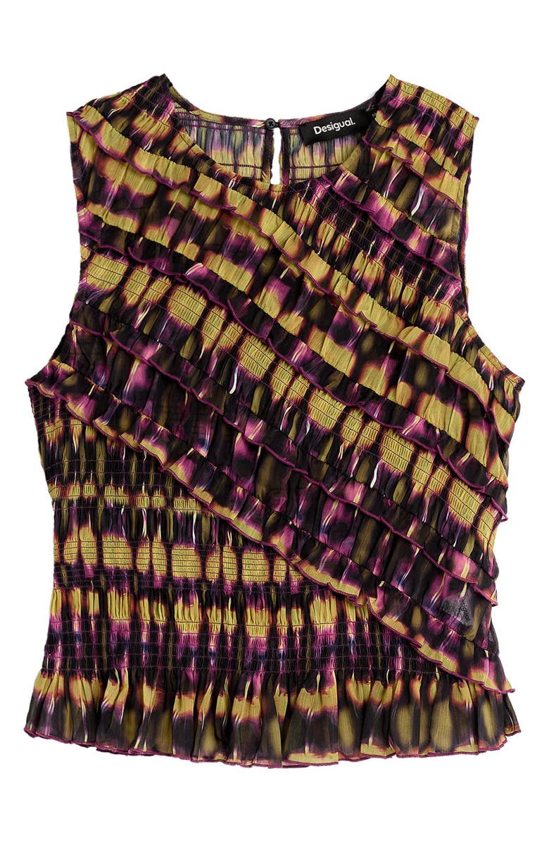 Desigual Ruffle Sleeveless Top, Alternate, color, Green