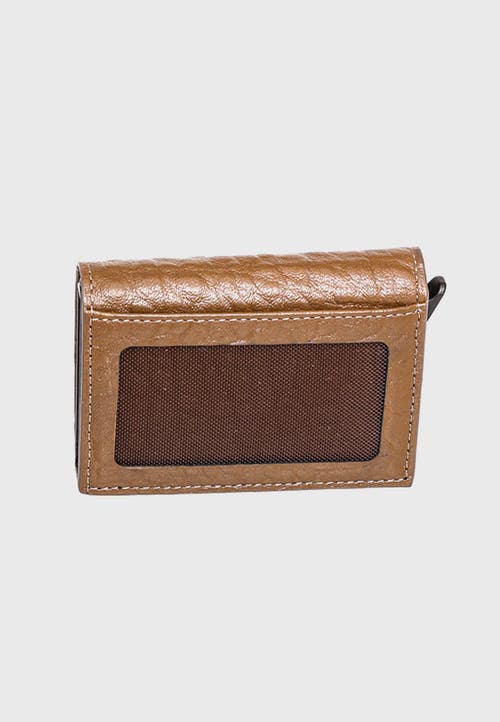 Furniq Uk Genuine Leather Elephant Pattern Trifold Card Holder In Brown