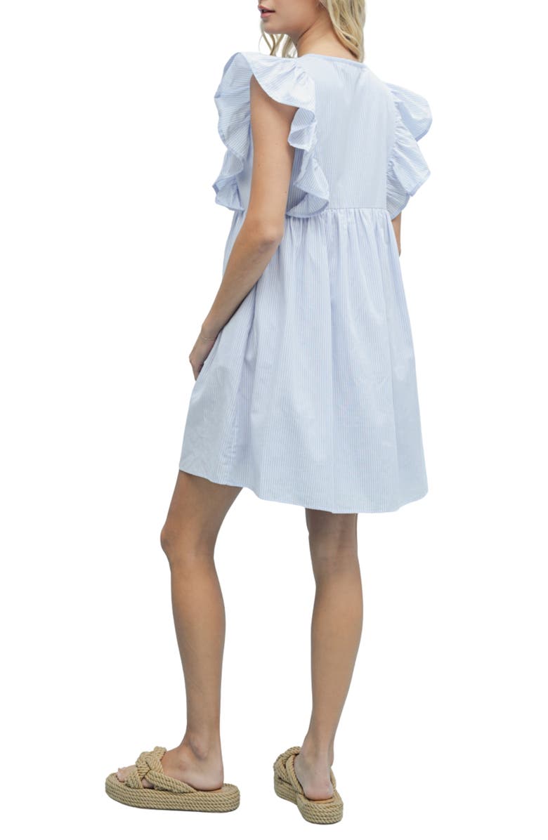 WISHLIST Striped Bow Babydoll Dress, Alternate, color, Blue/ White