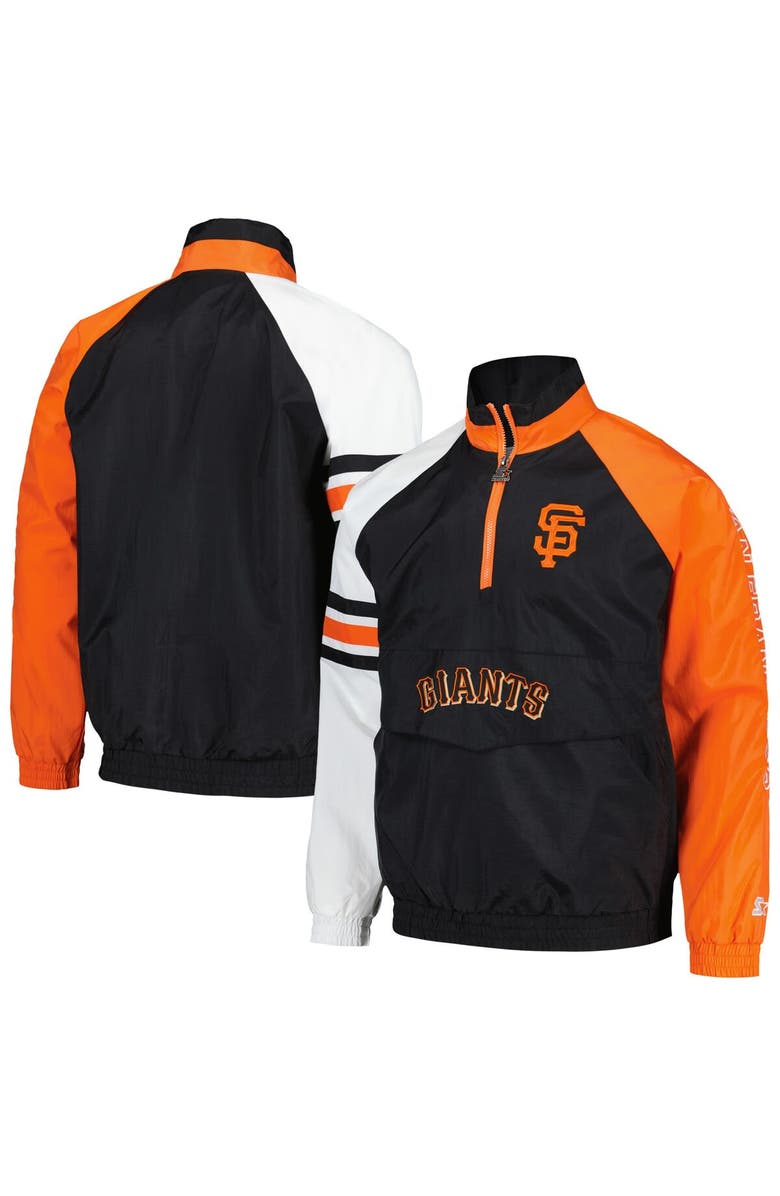 STARTER Men's Starter Black/Orange San Francisco Giants Elite Raglan Half-Zip Jacket, Main, color, Black