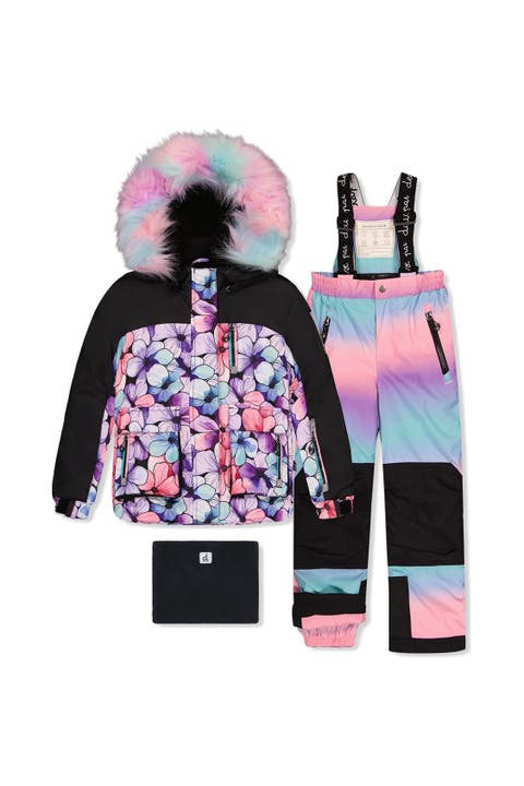 Play Floral Jacket & Gradient Pants Two Piece Snowsuit
