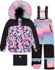 Deux par Deux Play Floral Jacket & Gradient Pants Two Piece Snowsuit
