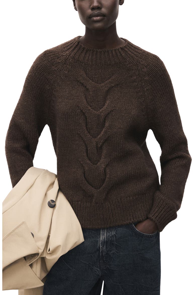 Nolita Mock Neck Cable Sweater, Main, color, BROWN