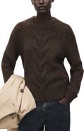 MANGO Nolita Mock Neck Cable Sweater