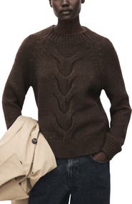 MANGO Nolita Mock Neck Cable Sweater