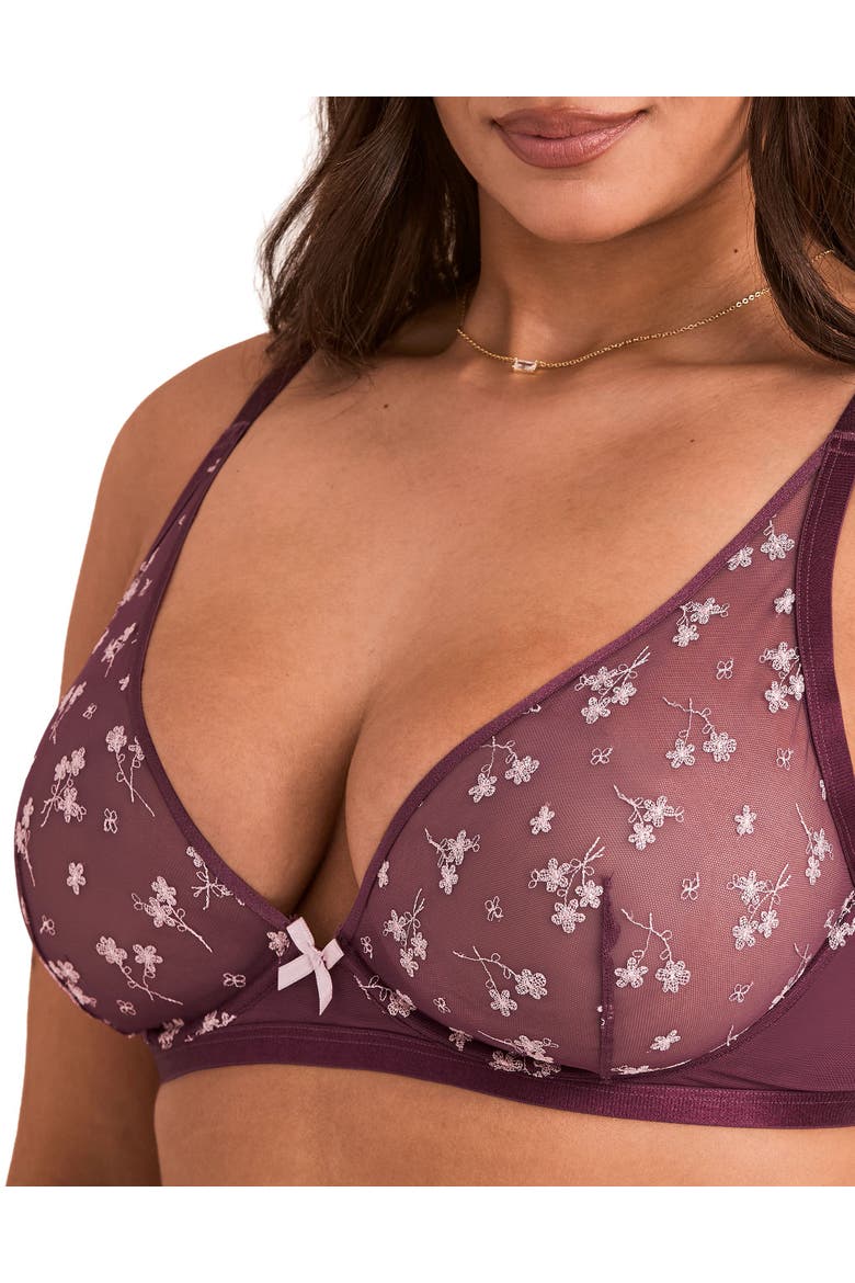 Clementin Unlined Plunge Bra, Alternate, color, Dark purple