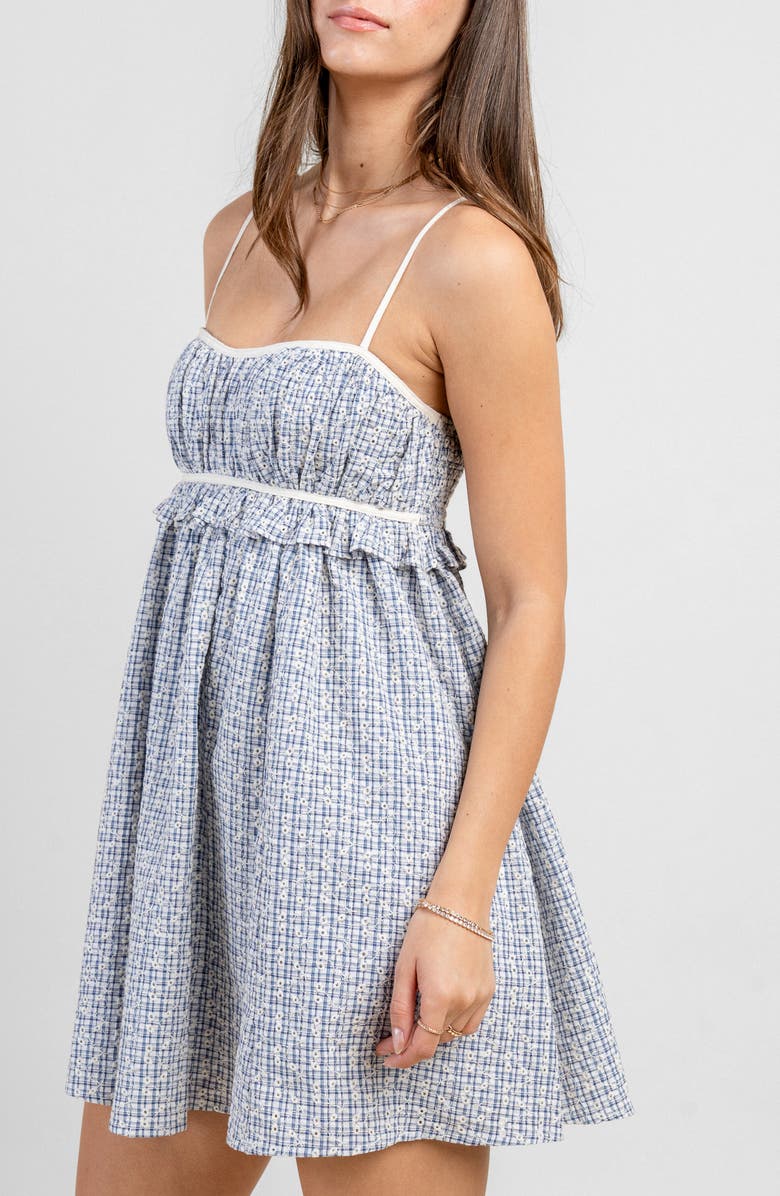 Beivy Plaid Eyelet Minidress, Alternate, color, Blue
