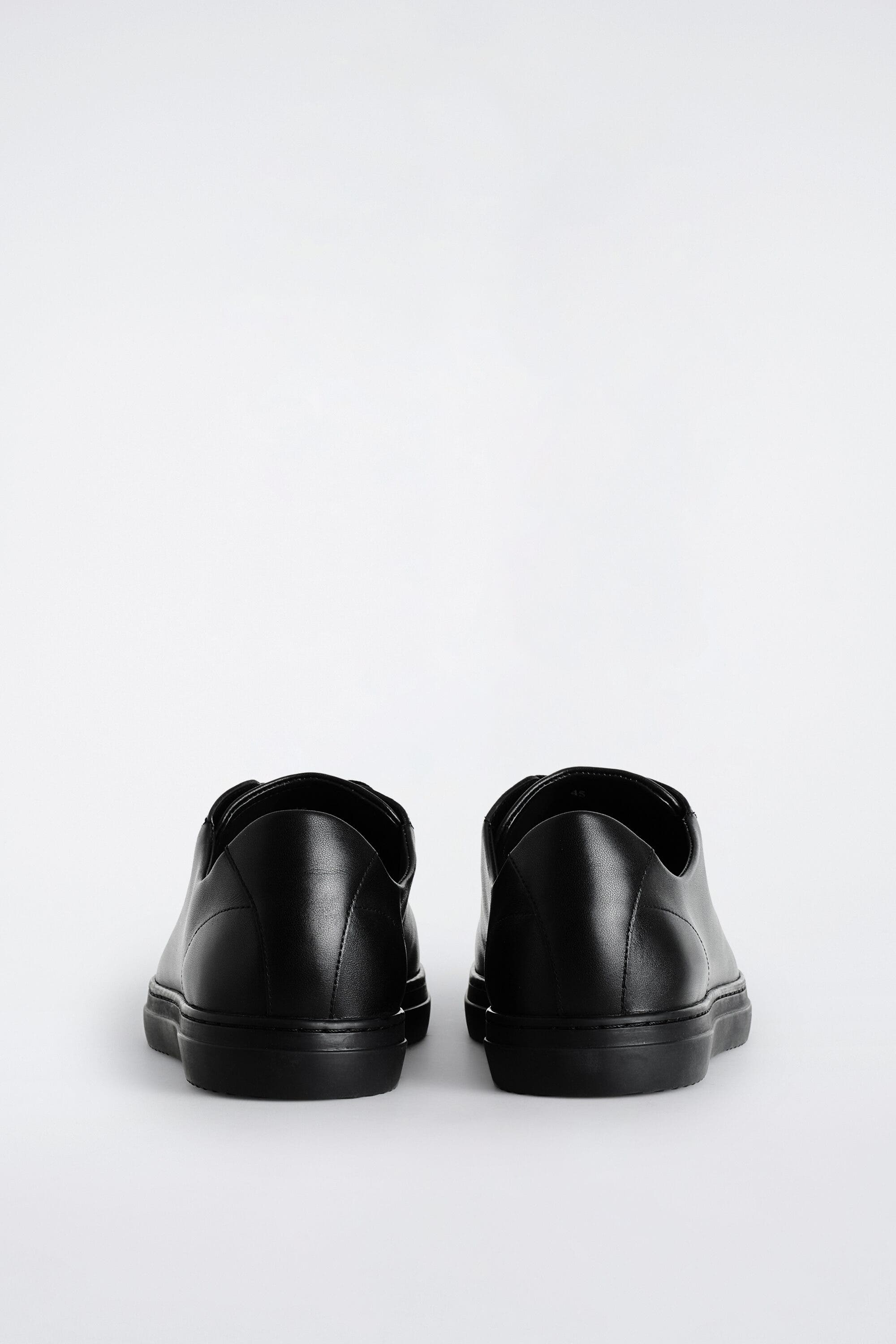 Leather Sneakers, Alternate, color, BLACK