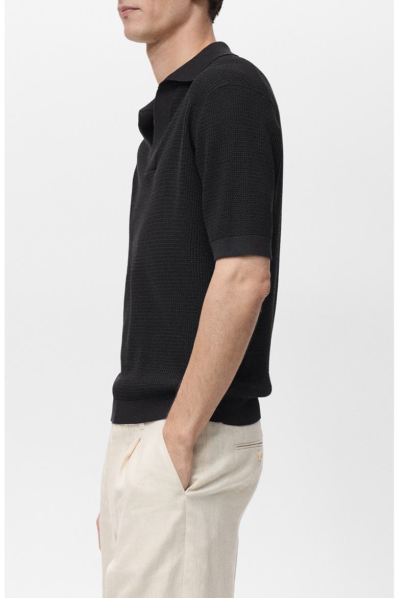 Structured Fine Knit Polo, Alternate, color, BLACK