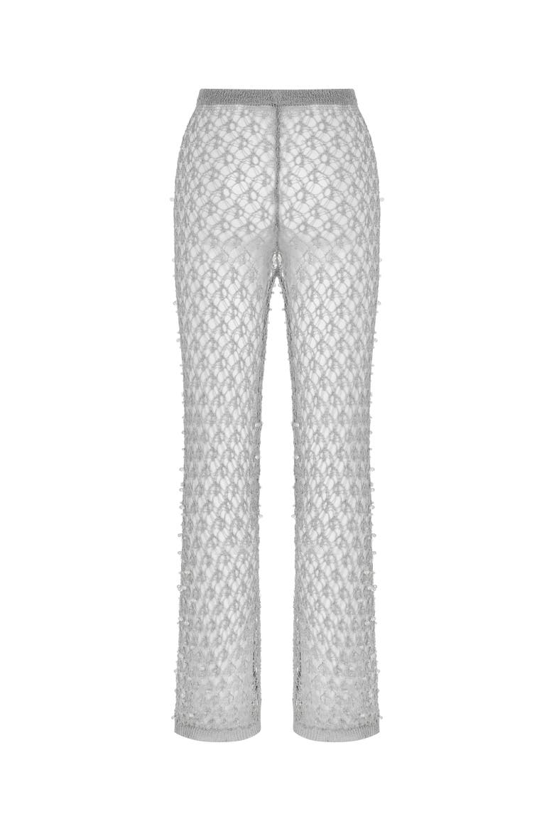 Shimmering Threaded Mesh Pants, Alternate, color, Grey