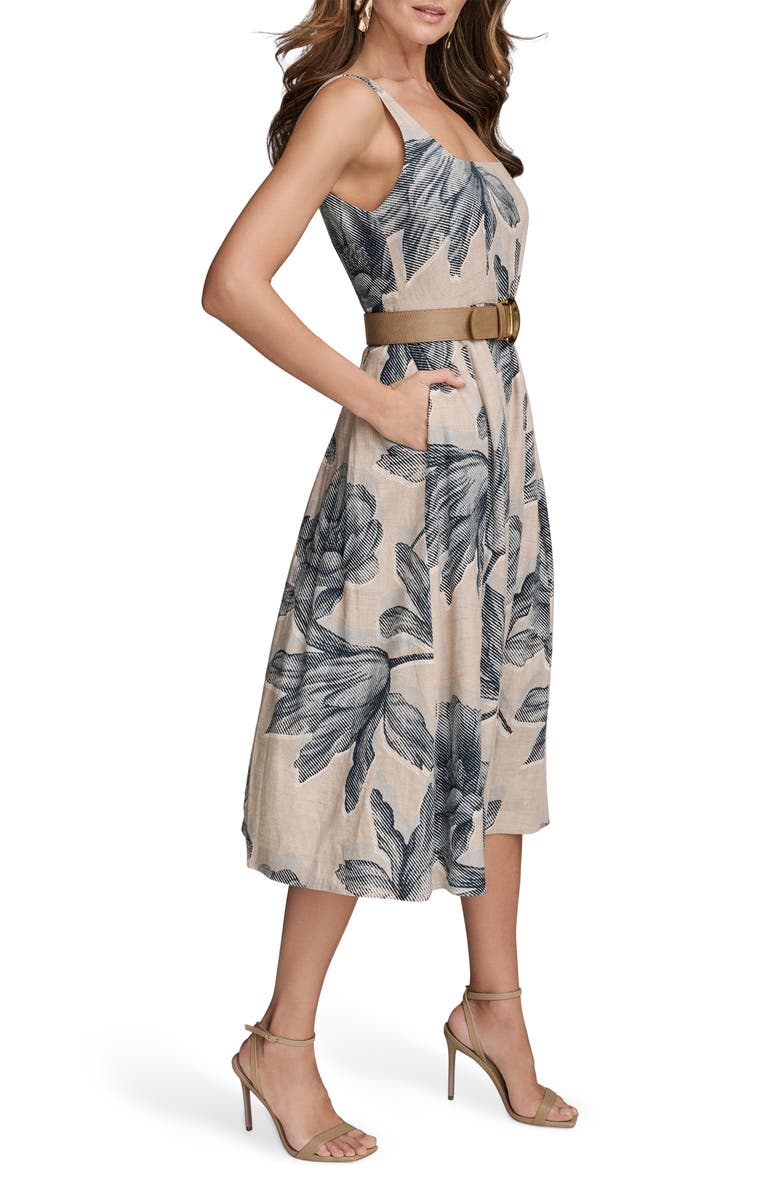 Donna Karan New York Print Belted Sleeveless Midi Dress, Alternate, color, 
