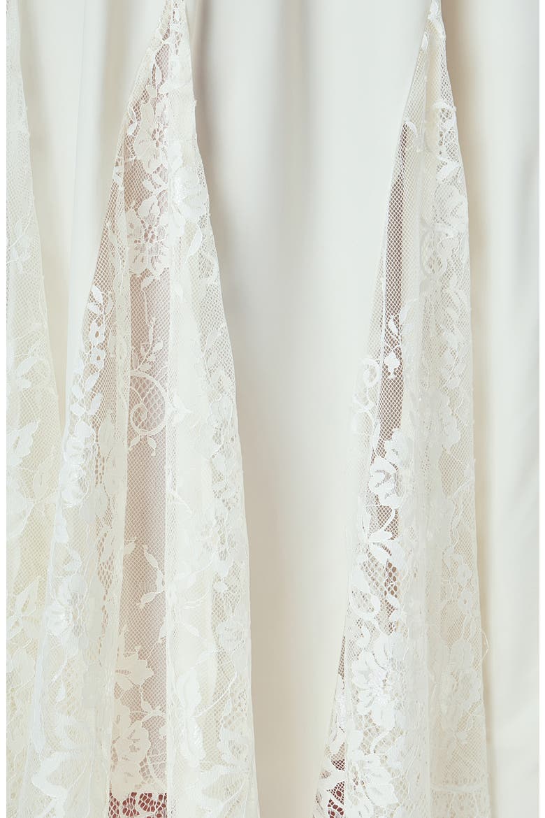 Lace Inset Satin Dress, Alternate, color, IVORY