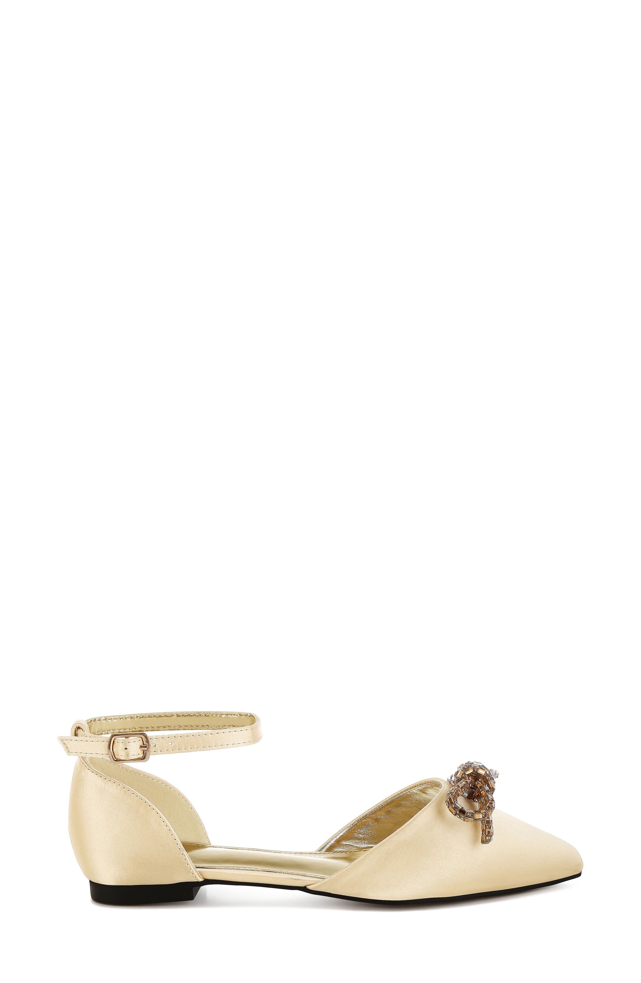 Simina Embellished Ankle Tie Flat, Alternate, color, GOLD
