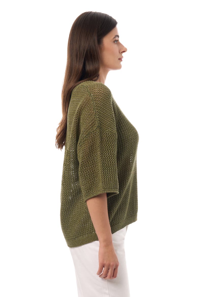 Mesh Elbow Sleeve Sweater, Alternate, color, Summer Olive
