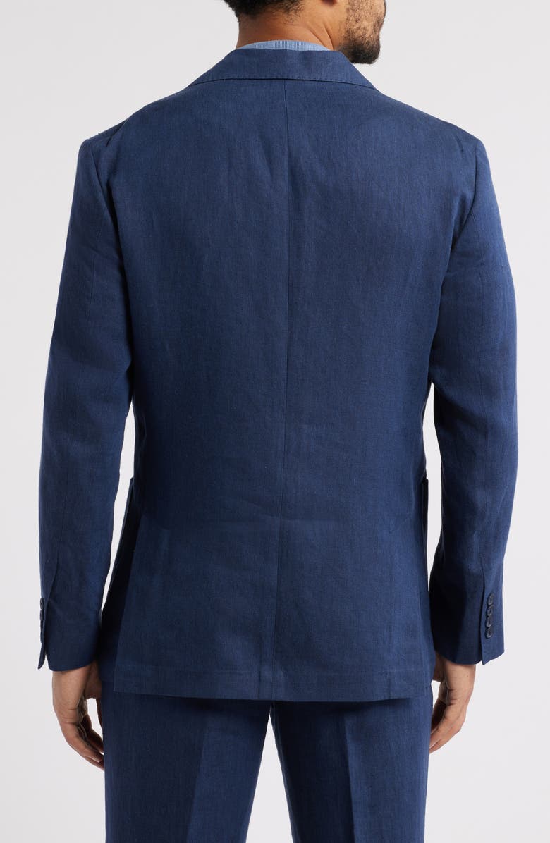 Nordstrom Henrik Trim Fit Solid Italian Linen Suit Separate Jacket, Alternate, color, Navy Blazer