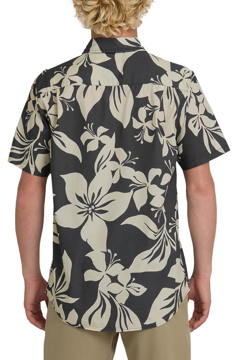 Quiksilver Kailua Floral Classic Short Sleeve Cotton Button-Up Shirt, Alternate, color, Iron Gate