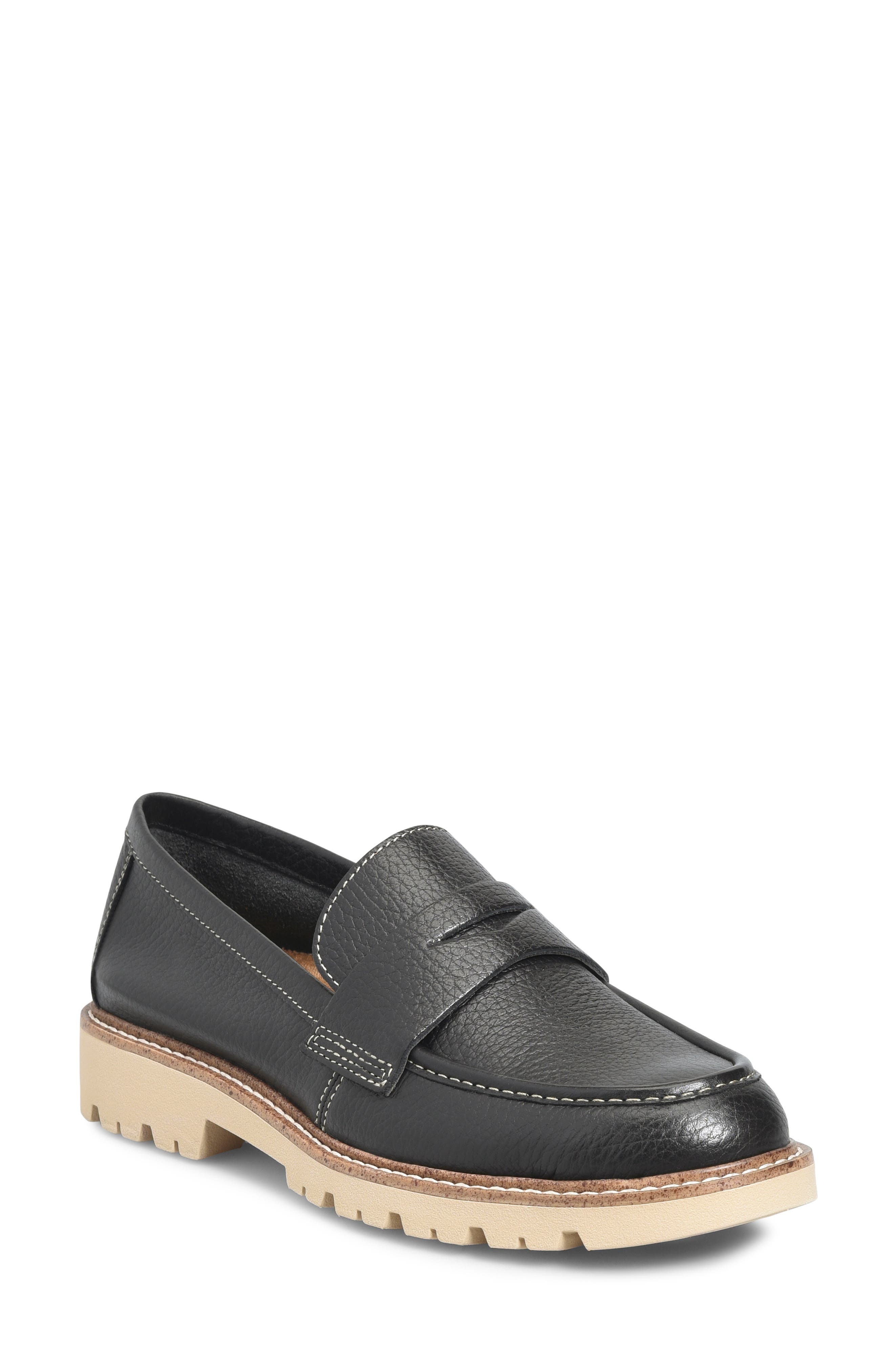 Comfortiva Lug Sole Penny Loafer, Main, color, Black