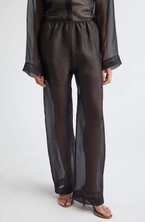 Lisse Silk Organza Straight Leg Pants