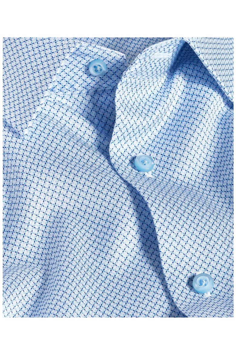 Trim Fit Geometric Cotton Dress Shirt, Alternate, color, WHITE/ SKY
