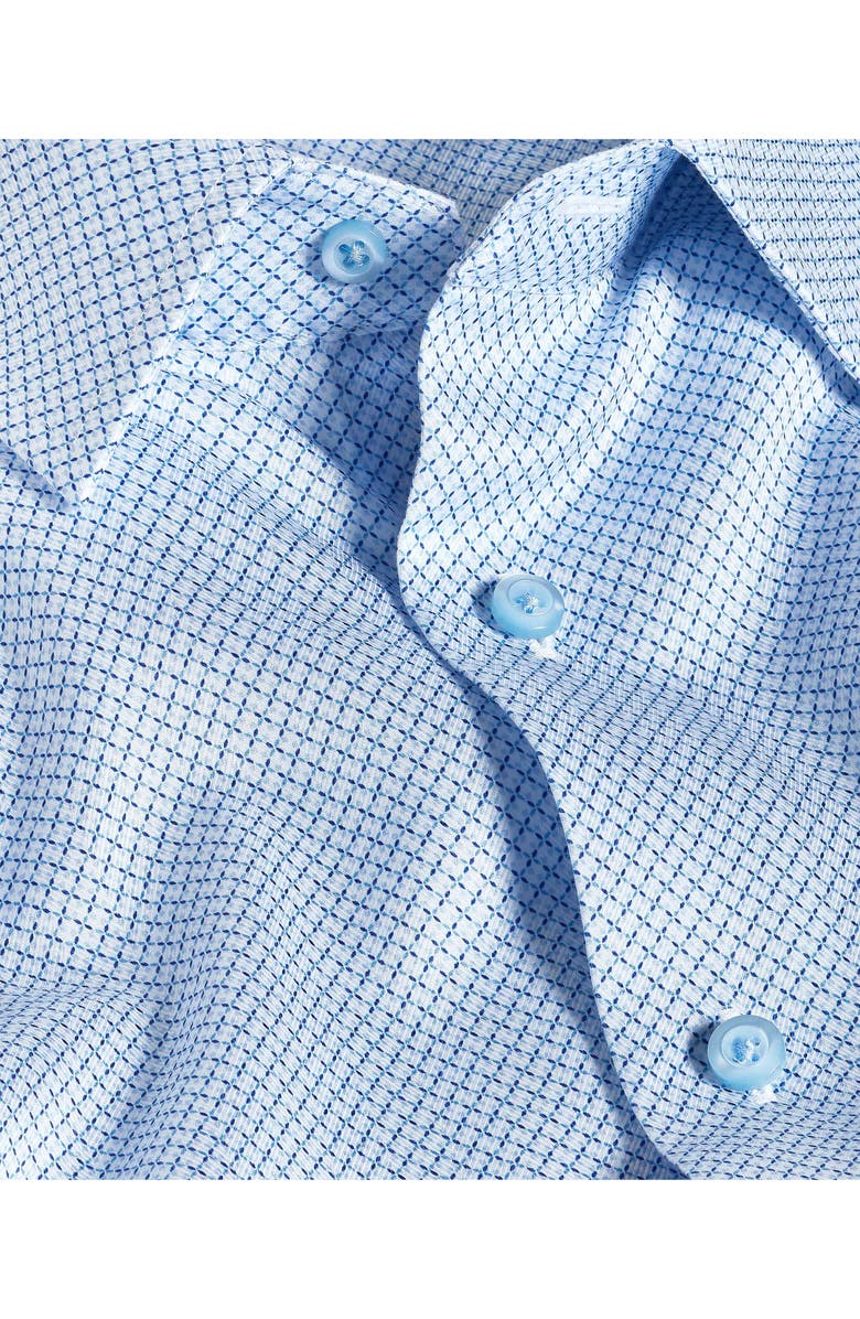 David Donahue Trim Fit Geometric Cotton Dress Shirt, Alternate, color, White/ Sky