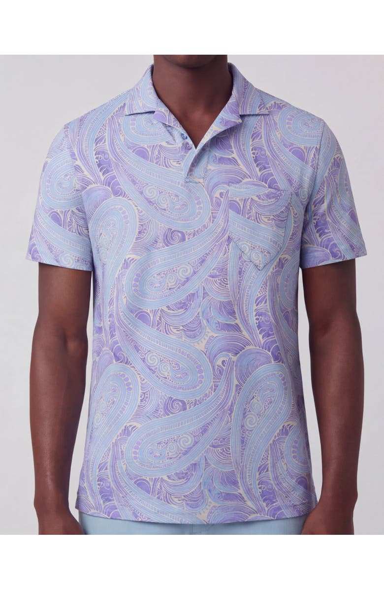 Lords of Harlech Marakesh Paisley Mens Wool Johnny Collar Polo, Alternate, color, Marakesh Paisley Helio