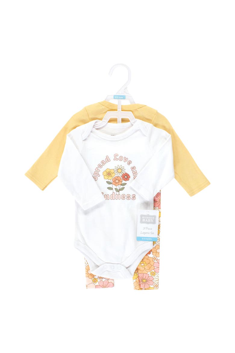 Cotton Bodysuit and Pant Set, Alternate, color, Peace Love Flowers Long