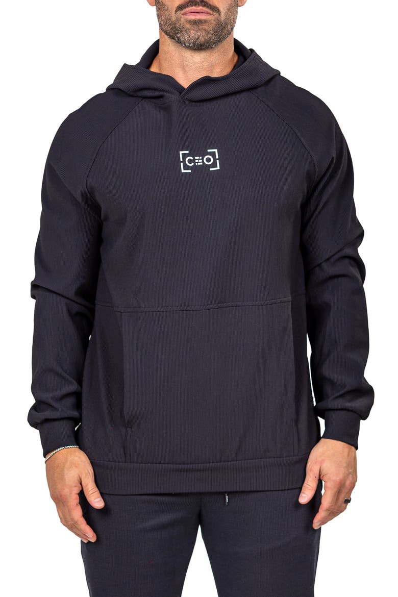 Marthyr Ribbed Hoodie, Main, color, BLACK
