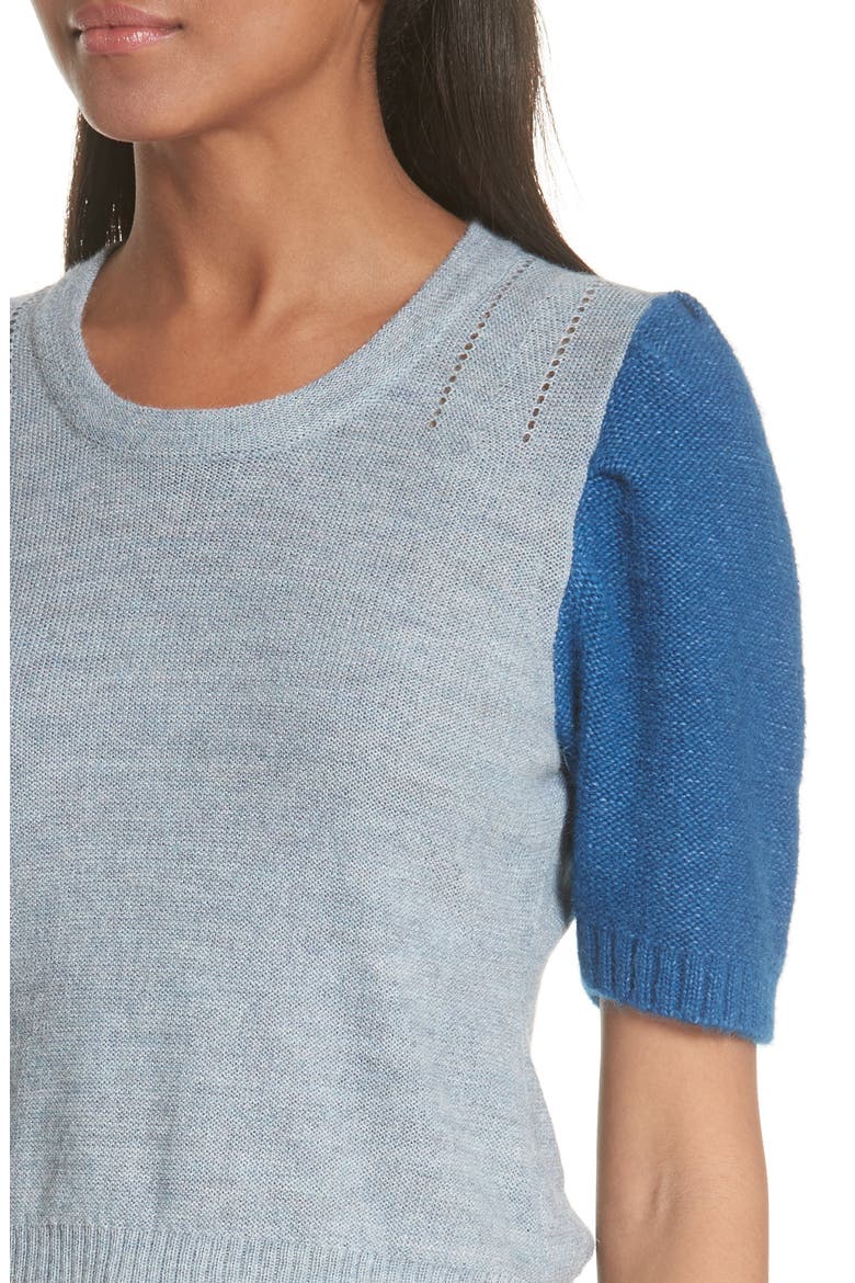 Contrast Sleeve Sweater, Alternate, color, BLUE
