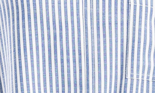 Max Studio Stripe Collared Top In Blue
