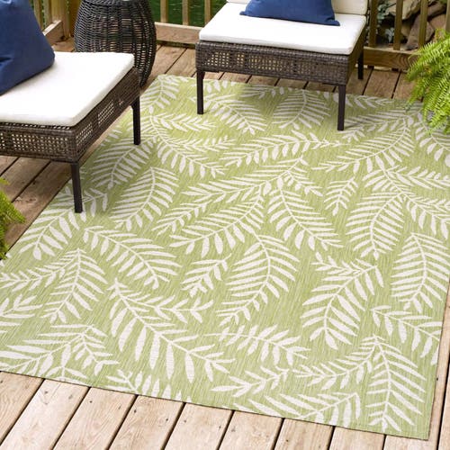 Jonathan Y Nevis Palm Frond Indoor/outdoor Area Rug In Green/cream