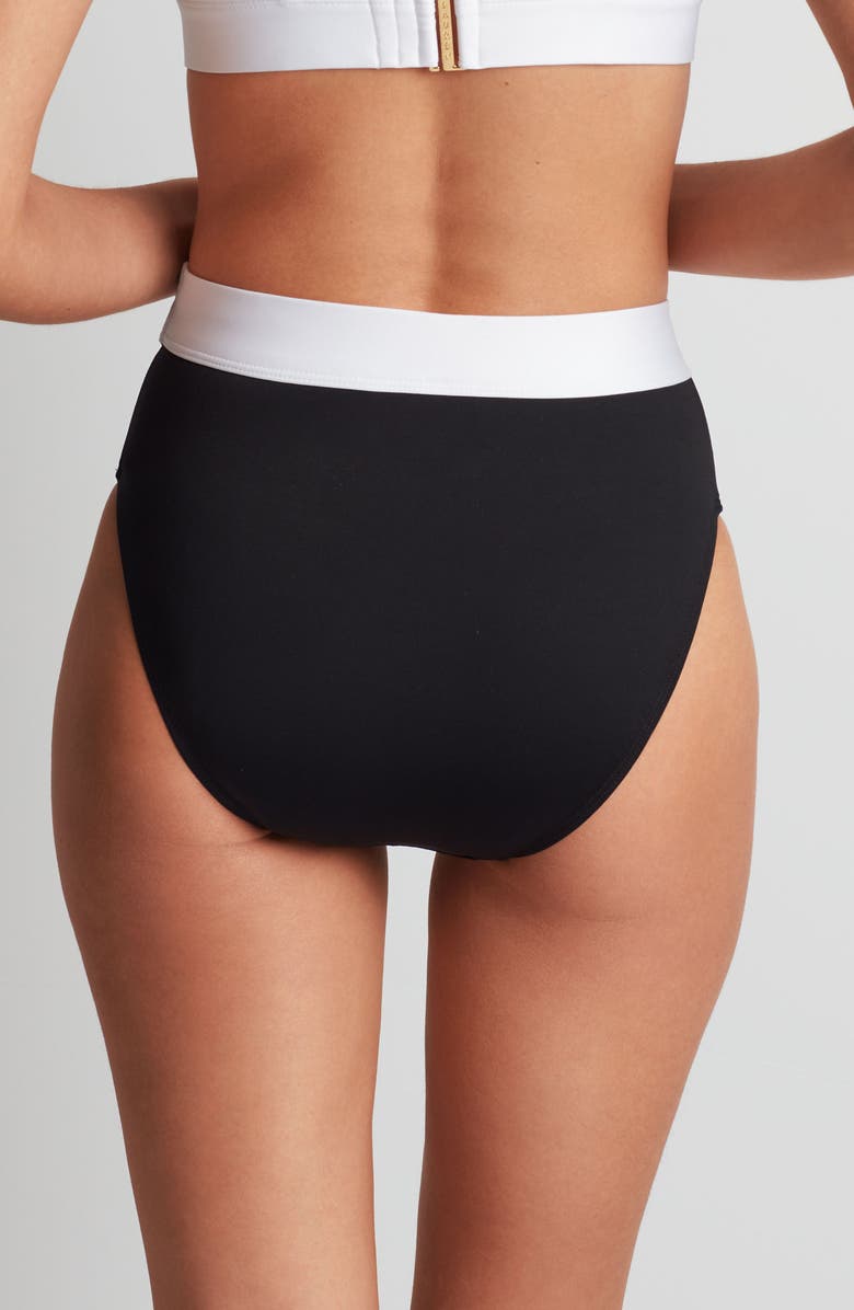 Lauren Ralph Lauren Banded High Waist Bikini Bottoms, Alternate, color, Black