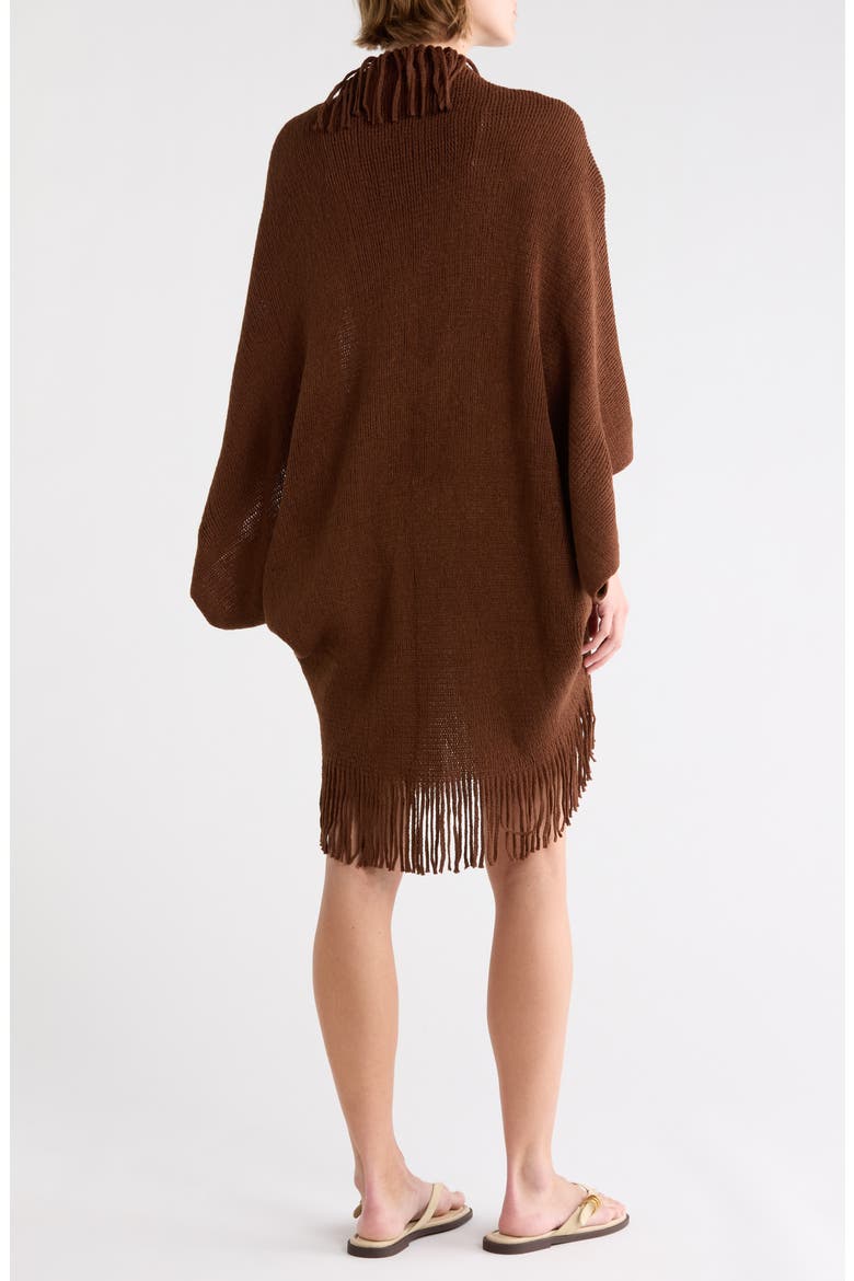 Fringe Swim Cover-Up Topper, Alternate, color, CHOCOLATE