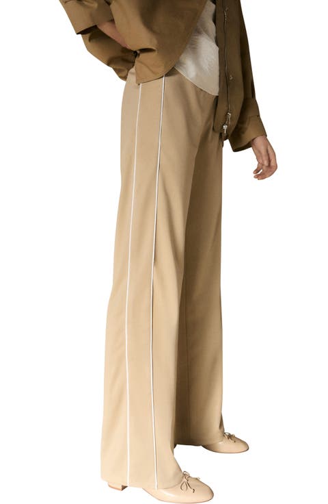 Piped Flare Leg Pants