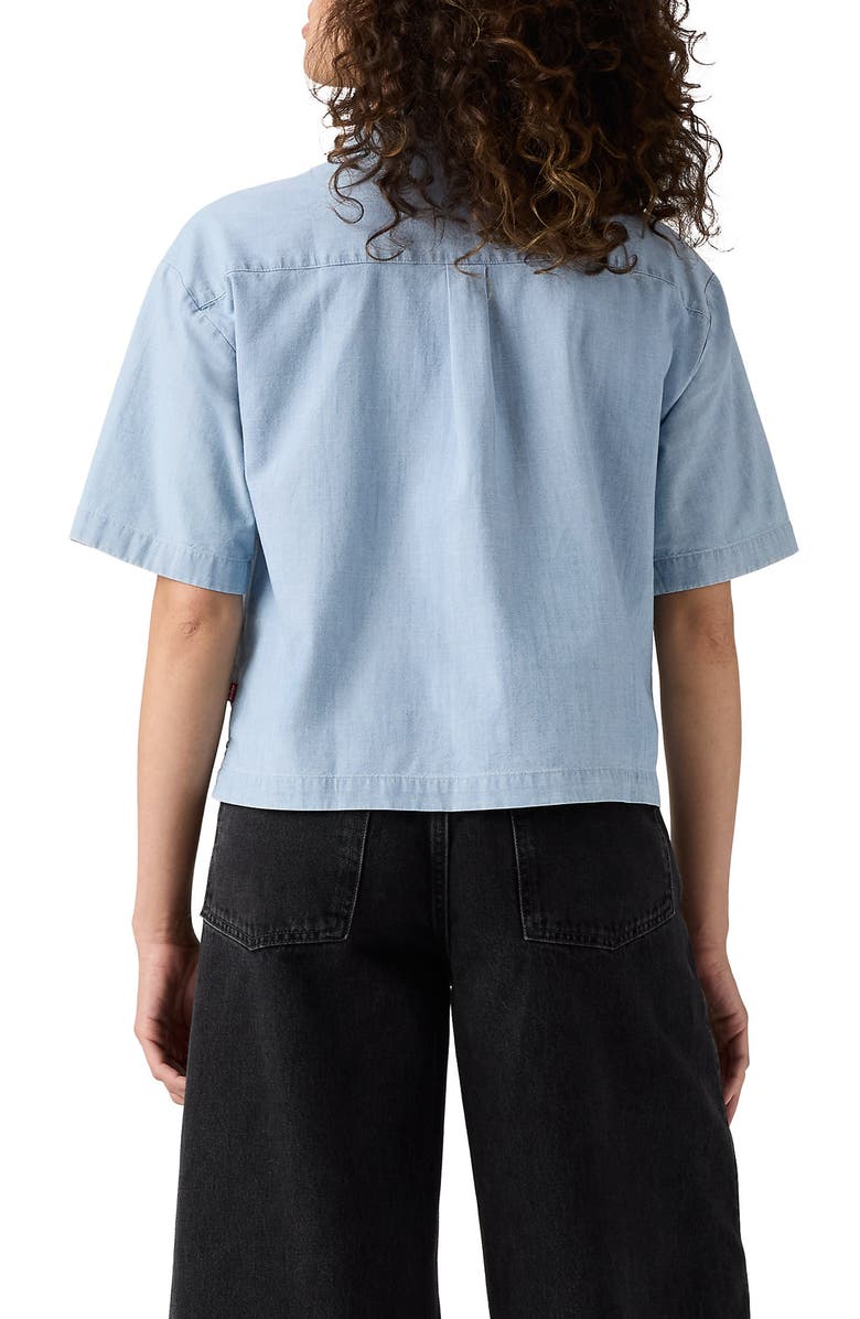 Levi's Harlie Short Sleeve Crop Chambray Button-Up Shirt, Alternate, color, Brass Organ