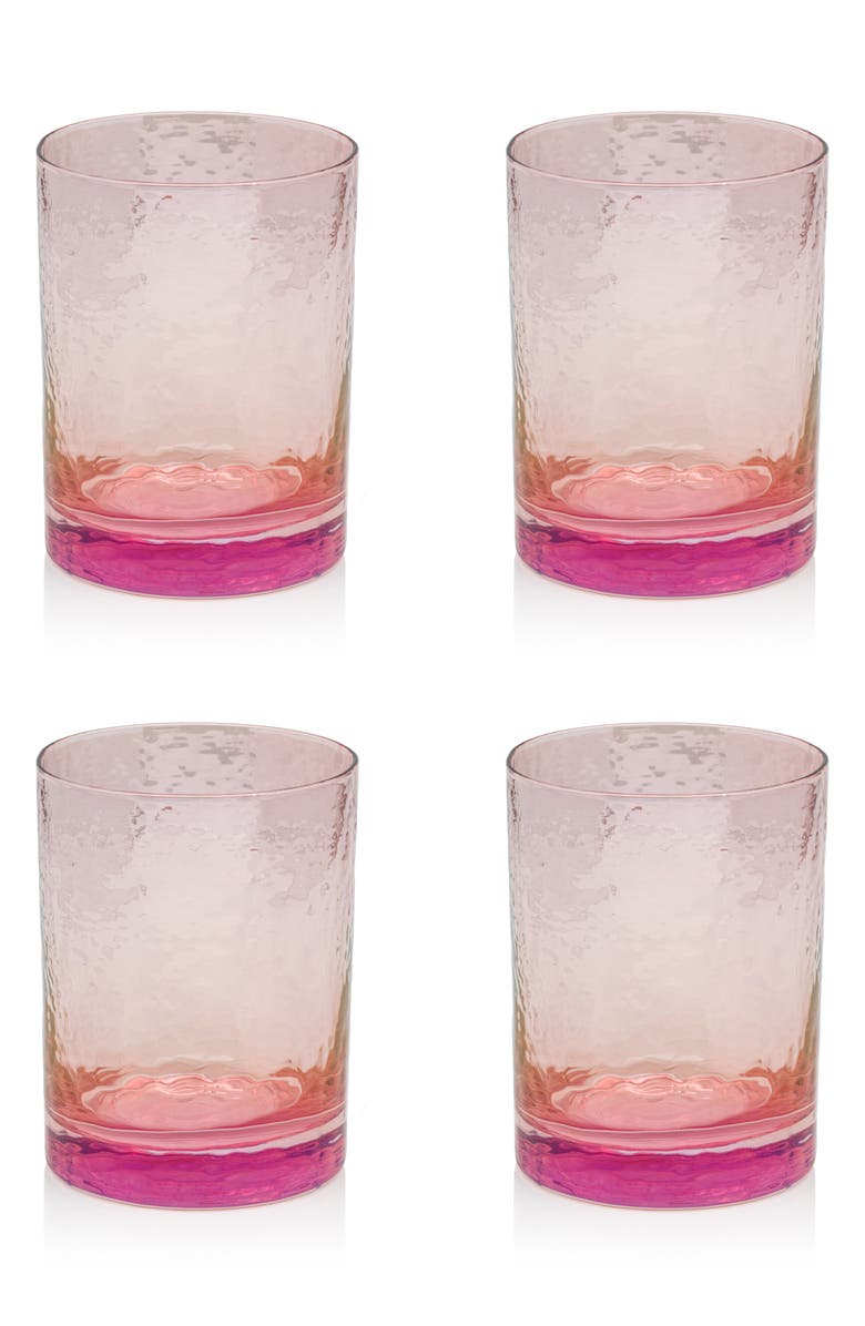 Zodax Set of 4 Aperitivo Rock Glasses, Main, color, Pink
